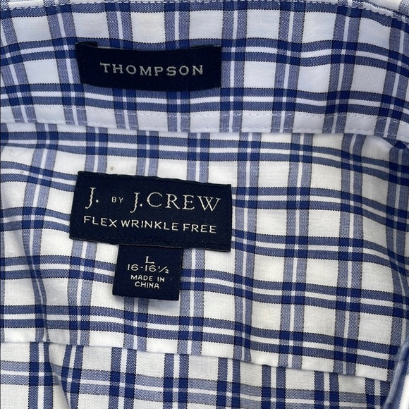 J. Crew Flex Thompson Flex Wrinkle Free Blue and White Shirt Large - Picture 7 of 17